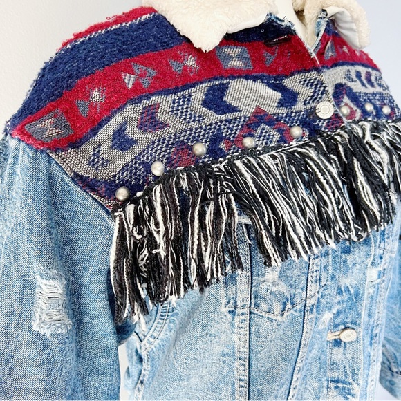 Zara Denimwear Aztec Fringe Jacket - Picture 6 of 13